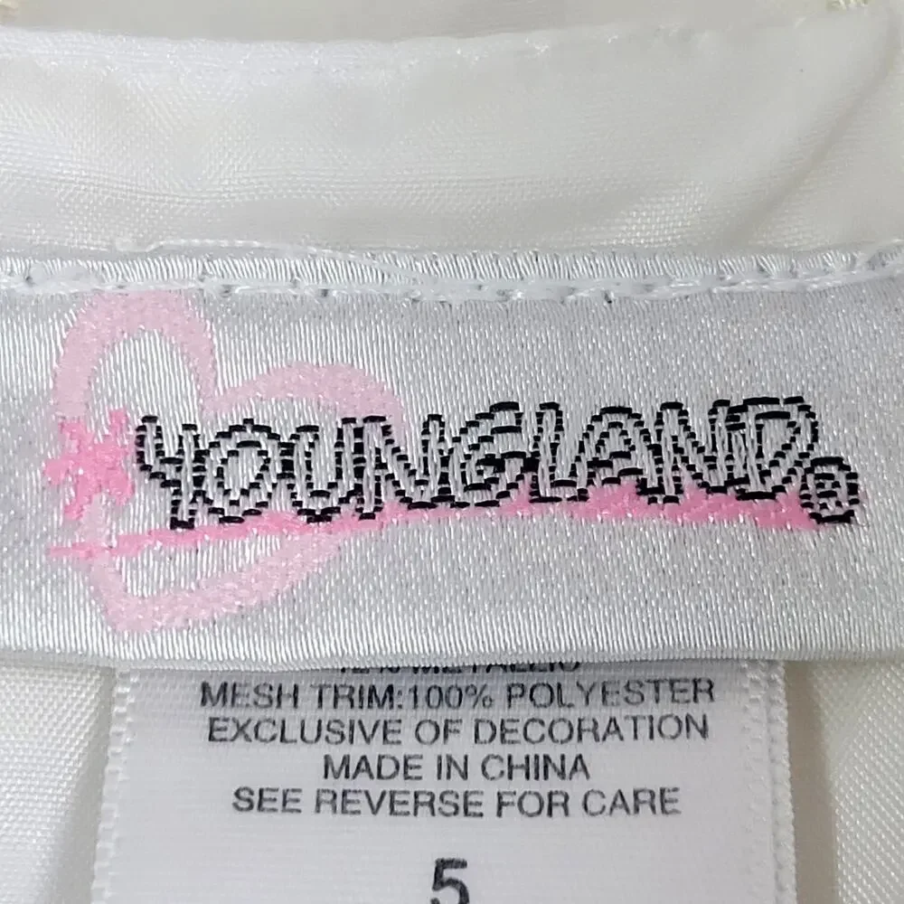 Girls Youngland White and Gold Sheer Multi-layered‎ Dress Size 5